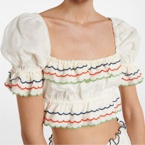 SIR Francine linen ruffle crop top Small